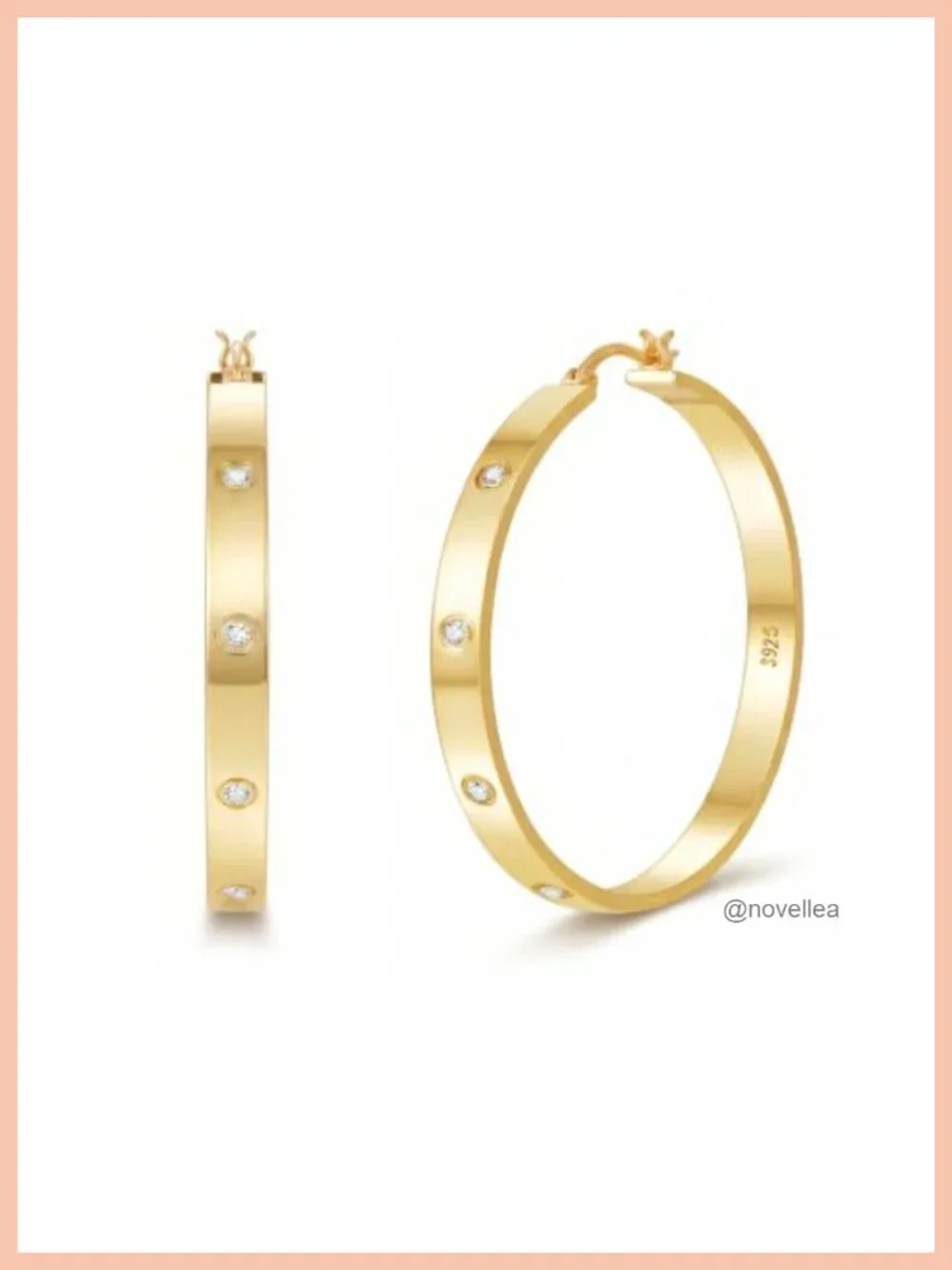 14K Gold Plated Hoop Earrings for Women CZ 30-60MM Hypoallergenic Lightweight